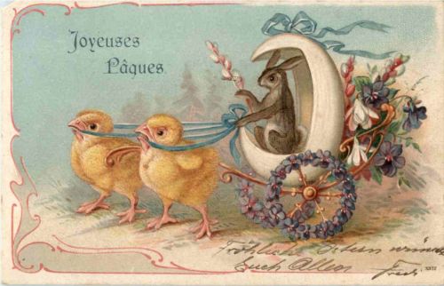 Ostern - Hase in Kutsche