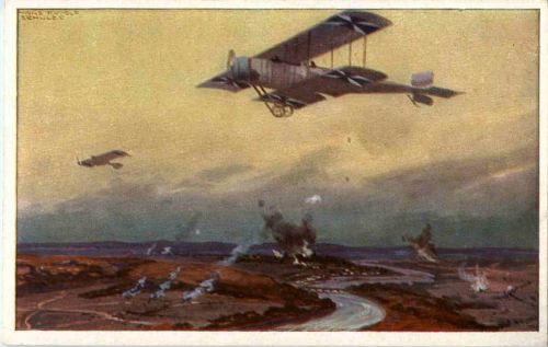 Militärdoppeldecker an der Marne