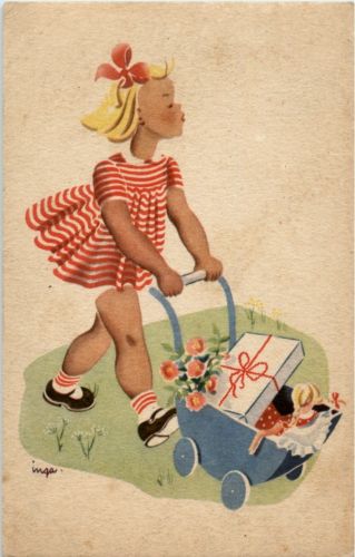 Kind mit Puppenwagen