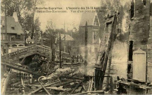 Bruxelles - Exposition Universelle 1910 - L Incendie