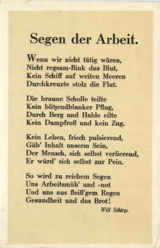 Segen der Arbait - Will Schirp