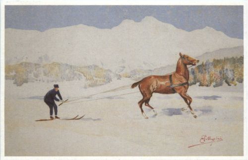 Ski - Künstlerkarte Magrini - Repro