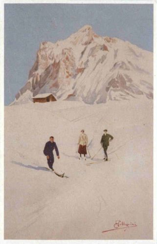 Ski - Künstlerkarte Magrini - Repro