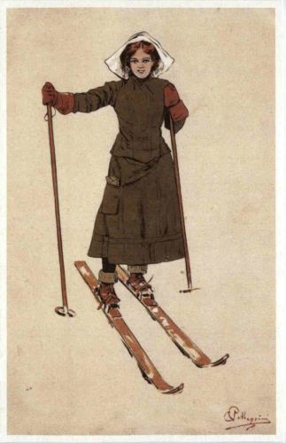Ski - Künstlerkarte Magrini - Repro