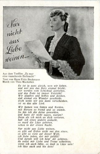 Liederkarte - Nur nicht aus Liebe weinen