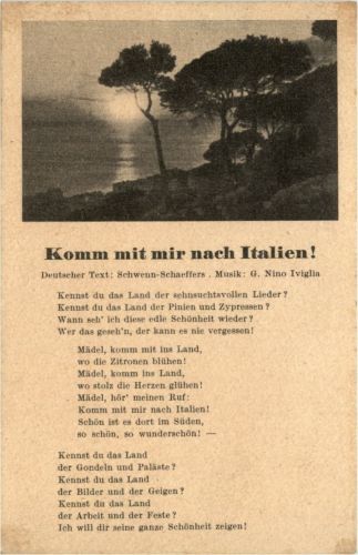 Liederkarte - Kommt mit mir nach Italien