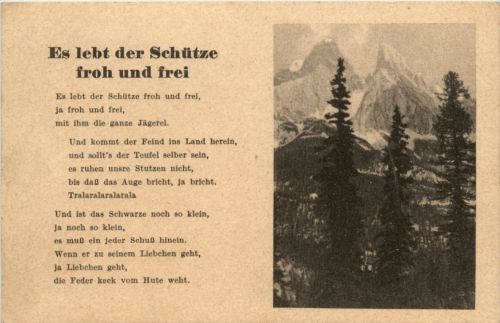 Liederkarte - Es lebt der Schütze froh und frei
