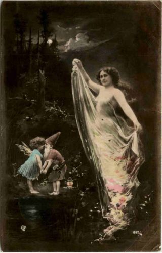 Frau mit Zwerg und Engel