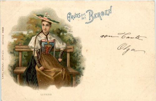 Gruss aus den Bergen - Litho - Künzli