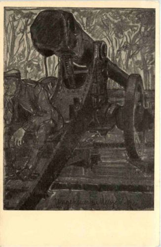 Erobertes Geschütz in Feuerstellung