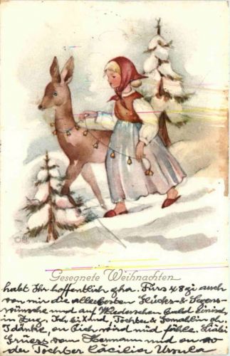 Weihnachten - Kind mit Reh