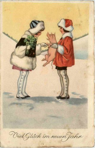 Neujahr - Kinder Schwein