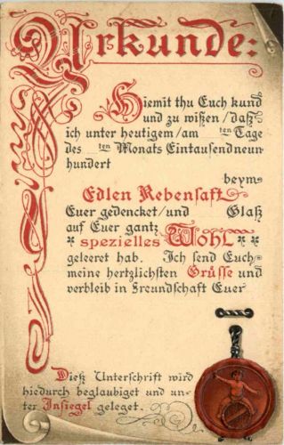 Urkunde Wein