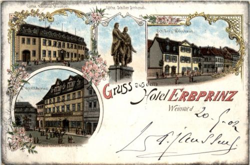 Gruss aus Hotel Erbprinz Weimar - Litho