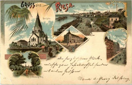 Gruss aus Riesa - Litho
