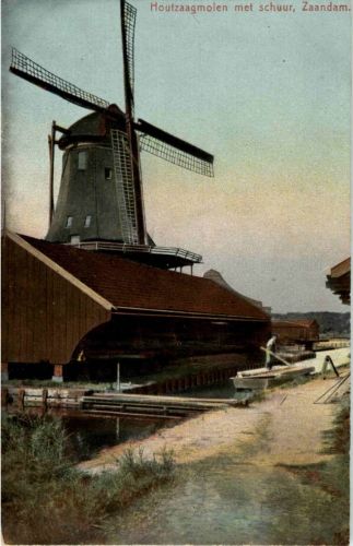 Zaandam - Houtzaagmolen met schuur