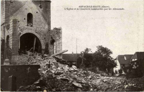 Asbach le Haut - L Eglise bombardes par les allemands