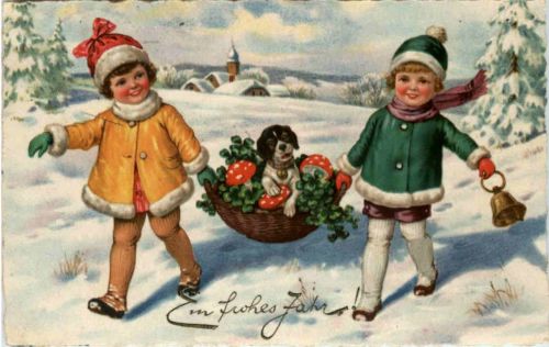 Neujahr - Kinder mit Hund