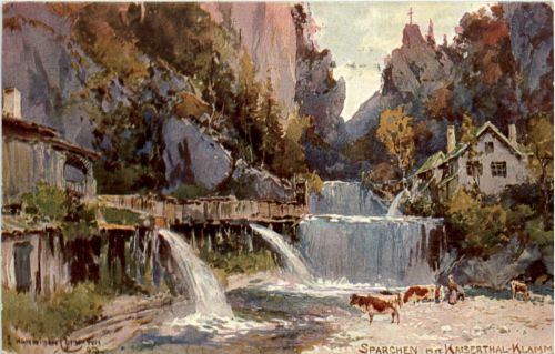 Sparchen mit Kaiserthal Klamm - Künstlerkarte Harison Cumpton