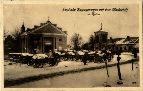 Kolno - Deutsche Bagagewagen auf dem Marktplatz