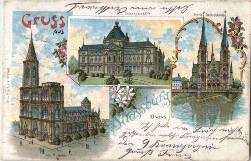 Gruss aus Strassburg - Litho