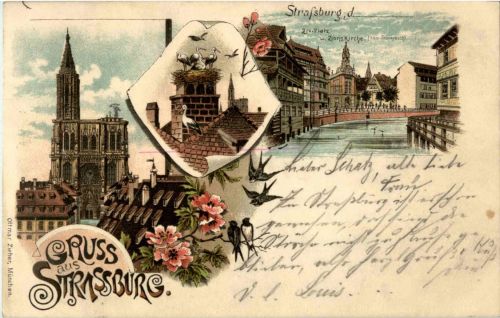 Gruss aus Strassburg - Litho