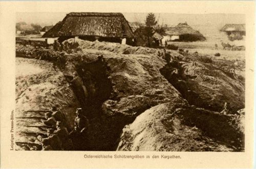 Österreichische Schützengräben in den Karpathen