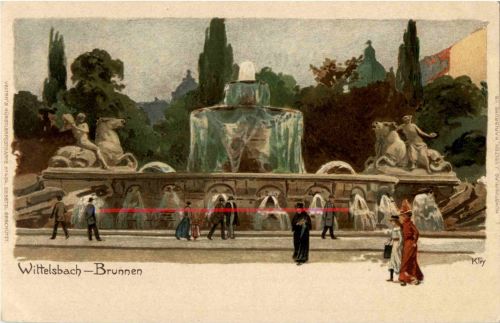 München - Wittelsbach Brunnen - Künstlerkarte Kley