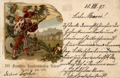 Nürnberg - Deutsches Bundesschiessen 1897 - Litho