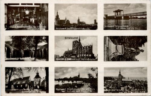 Stralsund -diverse Ansichten von Sehenswürdigkeiten