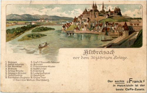 Altbreisach vor dem 30jährigen Kriege - Litho