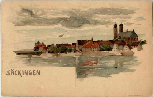 Säckingen - Künstlerkarte F Voellmy - Litho