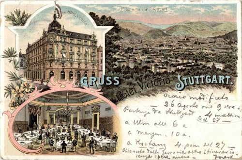 Gruss aus Stuttgart - Hotel Victoria - Litho