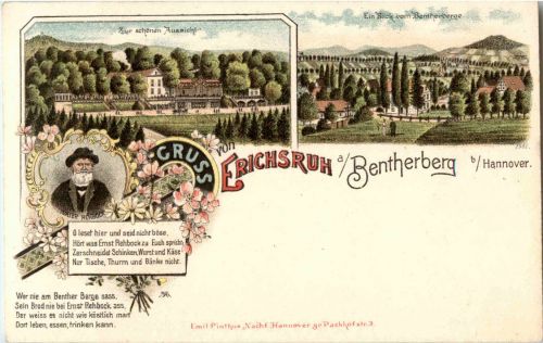 Gruss von Erichsruh am Bentherberg bei Hannover - Litho