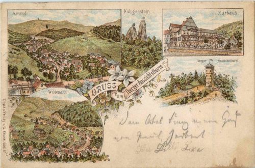 Grussvom Iberger Aussichtsturm Wildemann - Litho