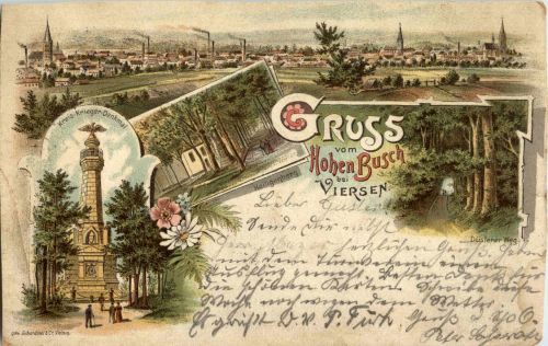 Gruss vom Hohen busch bei Viersen - Litho