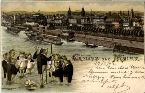 Gruss aus Mainz - Frosch - Litho