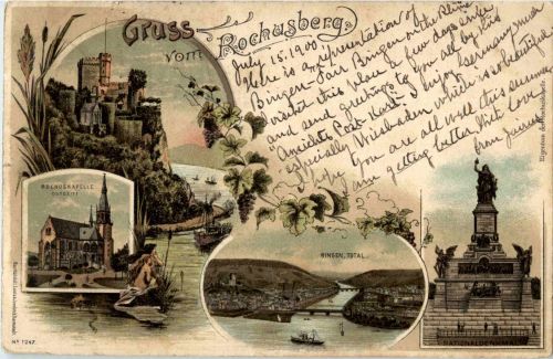 Bingen - Gruss vom Rochusberg - Litho