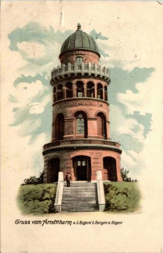 Rügen - Bergen, Gruss vom Arndtturm a.d.Rugard