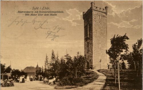 Suhl/Thür. - Bismarckturm mit Restaurationsgebäude