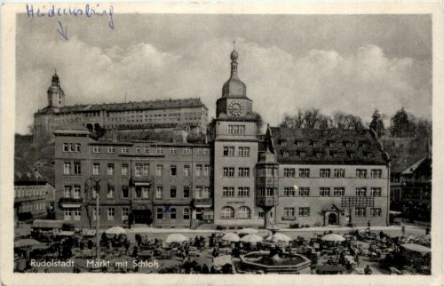 Rudolstadt/Thür. - Marktplatz mit Schloss Heidecksburg