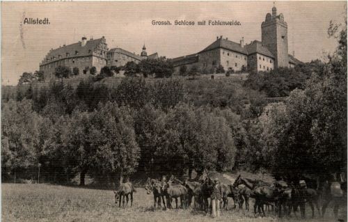 Mansfeld/Südharz - Allstedt - Grossh. Schloss mit Fohlenweide