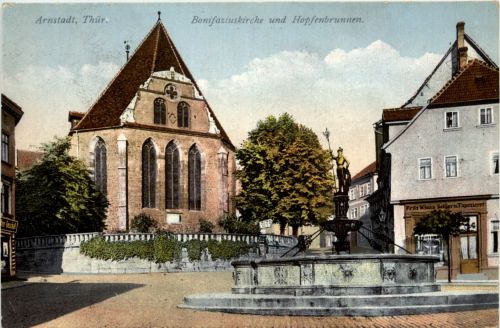 Arnstadt/Thür. - Bonifatiuskirche und Hopfenbrunnen