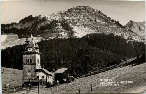 Eisenerz/Steiermark - Schichtturm mit Erzberg