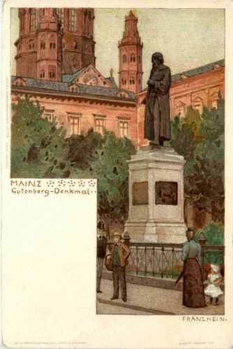 Mainz - Gutenberg Denkmal - Litho