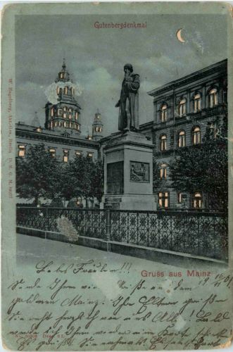 Gruss aus Mainz - Gutenbergdenkmal - Halt gegen Licht