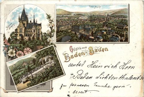 Gruss aus Baden-Baden - Litho