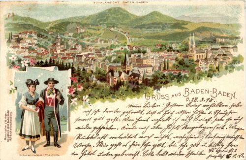 Gruss aus Baden-Baden - Litho