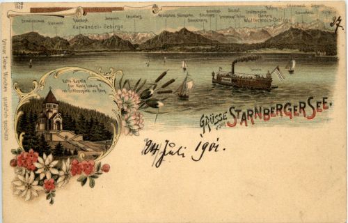 Gruss vom Starnberger See - Litho