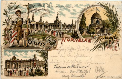 Gruss aus Nürnberg - Bay. Landes Ausstellung - Litho